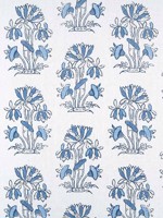 Lily Flower Blue and White Fabric F913204 by Thibaut Fabrics for sale at Wallpapers To Go