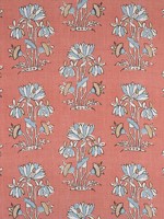 Lily Flower Coral Fabric F913205 by Thibaut Fabrics for sale at Wallpapers To Go