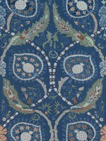 Lewis Navy and Teal Fabric F913217 by Thibaut Fabrics for sale at Wallpapers To Go