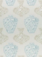 Imari Vase Aqua and Beige Fabric F913122 by Thibaut Fabrics for sale at Wallpapers To Go