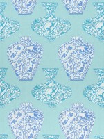 Imari Vase Turquoise Fabric F913126 by Thibaut Fabrics for sale at Wallpapers To Go