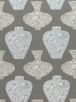 Imari Vase Grey Fabric F913127 by Thibaut Fabrics for sale at Wallpapers To Go