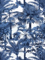 Palm Botanical Navy Fabric F910100 by Thibaut Fabrics for sale at Wallpapers To Go