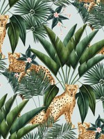 Jungle Cheetah Aqua Wallpaper WLD53107W by OhPopsi Wallpaper for sale at Wallpapers To Go
