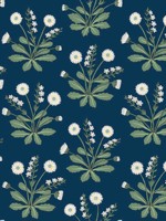 Meadow Flowers Navy White Wallpaper AC9151 by Ronald Redding Wallpaper for sale at Wallpapers To Go