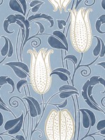 Canterbury Bells Blues Wallpaper AC9205 by Ronald Redding Wallpaper for sale at Wallpapers To Go