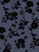 Flutter Vine Blue Black Wallpaper DT5021 by Candice Olson Wallpaper for sale at Wallpapers To Go