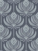 Palmier Navy Lotus Fan Wallpaper 401426424 by A Street Prints Wallpaper for sale at Wallpapers To Go