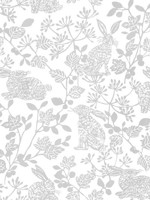 Botanical Bunnies Grey Peel and Stick Wallpaper PSW1342RL by York Wallpaper for sale at Wallpapers To Go