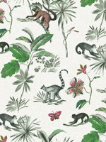Botanicals Lemurs White Green Peel and Stick Wallpaper PSW1353RL by York Wallpaper for sale at Wallpapers To Go