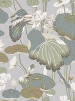 Lotus Pond Heather Cotton Wallpaper GO8294 by York Wallpaper for sale at Wallpapers To Go