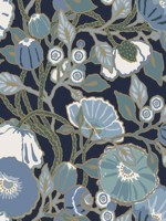 Vincent Poppies Indigo Wallpaper GO8312 by York Wallpaper for sale at Wallpapers To Go