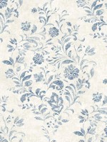 Isidore Blue Scroll Wallpaper 407270006 by Chesapeake Wallpaper for sale at Wallpapers To Go