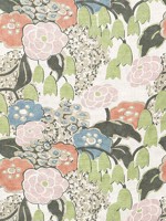 Laura Blush and Green Linen Fabric AF23100 by Anna French Fabrics for sale at Wallpapers To Go