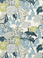 Laura Citrus and Blue Linen Fabric AF23104 by Anna French Fabrics for sale at Wallpapers To Go