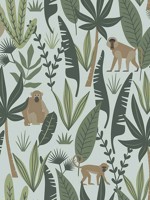 Kiki Green Monkeys Wallpaper WTG-242244 by Chesapeake Wallpaper for sale at Wallpapers To Go