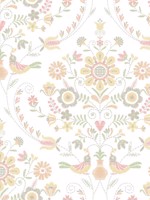 Britt Peach Embroidered Damask Wallpaper WTG-242361 by A Street Prints Wallpaper for sale at Wallpapers To Go