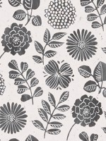 Inge Black Floral Block Print Wallpaper WTG-242381 by A Street Prints Wallpaper for sale at Wallpapers To Go