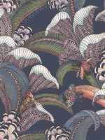 Hoopoe Leaves Denim Forest Green Magenta Midnight Wallpaper WTG-242692 by Cole and Son Wallpaper for sale at Wallpapers To Go