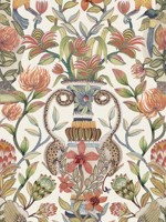 Protea Garden Silk Olive Green Tangerine White Wallpaper WTG-242731 by Cole and Son Wallpaper for sale at Wallpapers To Go