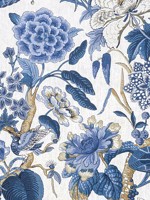 Hill Garden Blue and White Fabric WTG-243407 by Thibaut Fabrics for sale at Wallpapers To Go