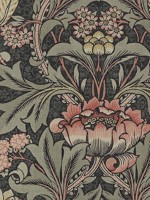 Acanthus Floral Charcoal and Rosewood Prepasted Wallpaper WTG-244868 by Seabrook Wallpaper for sale at Wallpapers To Go