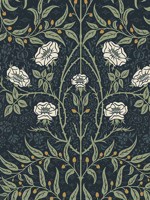 Stenciled Floral Navy and Sage Prepasted Wallpaper WTG-244871 by Seabrook Wallpaper for sale at Wallpapers To Go