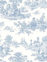 Chateau Toile Blue Bell Prepasted Wallpaper WTG-244875 by Seabrook Wallpaper for sale at Wallpapers To Go