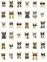 Cool Cats Grey and Gold Peel and Stick Wallpaper WTG-245071 by Rifle Paper Co Wallpaper for sale at Wallpapers To Go