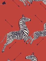 Zebras Vinyl Masai Red Wallpaper WTG-245246 by Scalamandre Wallpaper for sale at Wallpapers To Go