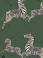 Zebras Removable Serengeti Green Wallpaper WTG-245453 by Scalamandre Wallpaper for sale at Wallpapers To Go