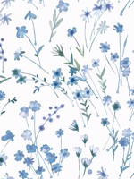 Heidi Blue Watercolor Florals Wallpaper WTG-246186 by Advantage Wallpaper for sale at Wallpapers To Go