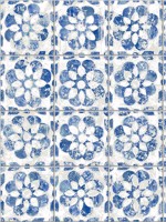 Izeda Blue Floral Tile Wallpaper WTG-246202 by Advantage Wallpaper for sale at Wallpapers To Go
