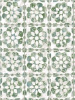 Izeda Green Floral Tile Wallpaper WTG-246203 by Advantage Wallpaper for sale at Wallpapers To Go