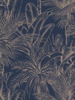 Serra Dark Blue Palm Wallpaper WTG-246217 by Advantage Wallpaper for sale at Wallpapers To Go