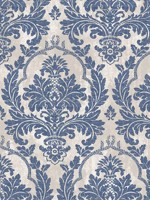 Damasco Platino Blue Silver Wallpaper WTG-247395 by Galerie Wallpaper for sale at Wallpapers To Go