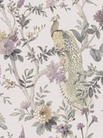 Pavone Platino Grey Pink Wallpaper WTG-247403 by Galerie Wallpaper for sale at Wallpapers To Go