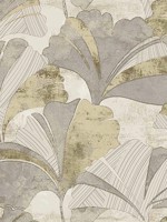 Ginko Grey Gold Cream Wallpaper WTG-247479 by Galerie Wallpaper for sale at Wallpapers To Go