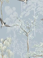 Bird Garden Light Blue Peel and Stick Wallpaper WTG-247617 by NextWall Wallpaper for sale at Wallpapers To Go
