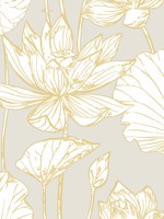 Lotus Floral Grey and Gold Wallpaper WTG-248122 by Seabrook Wallpaper for sale at Wallpapers To Go