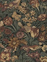 Bird Floral Mahogany and Graphite Wallpaper WTG-248126 by Seabrook Wallpaper for sale at Wallpapers To Go