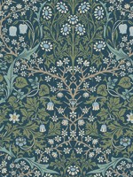 Victorian Garden Prussian Blue Green Peel Stick Wallpaper WTG-249872 by NextWall Wallpaper for sale at Wallpapers To Go
