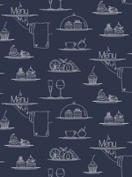 Chalkboard Menu Navy Wallpaper WTG-250246 by Galerie Wallpaper for sale at Wallpapers To Go