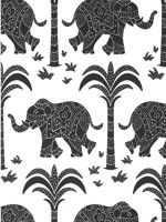 Elephant Black Wallpaper WTG-250751 by Thibaut Wallpaper for sale at Wallpapers To Go