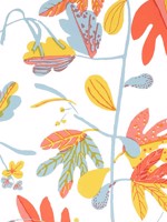 Matisse Leaf Coral and Yellow Wallpaper WTG-250755 by Thibaut Wallpaper for sale at Wallpapers To Go