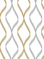 Ogee Ribbon Silver and Gold Peel and Stick Wallpaper WTG-250880 by NextWall Wallpaper for sale at Wallpapers To Go