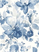 Watercolor Flower Bluestone Peel and Stick Wallpaper WTG-250946 by NextWall Wallpaper for sale at Wallpapers To Go
