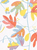 Matisse Leaf Coral and Yellow Fabric WTG-253751 by Thibaut Fabrics for sale at Wallpapers To Go