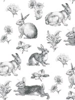 Black and White Bunny Toile Wallpaper WTG-253861 by York Wallpaper for sale at Wallpapers To Go