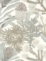 Protea Neutral and Spa Blue Wallpaper WTG-254277 by Thibaut Wallpaper for sale at Wallpapers To Go